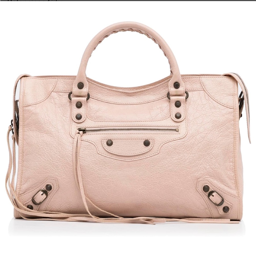 BALENCIAGA THE CITY LEATHER 2WAY HAND BAG dusty pink 115748